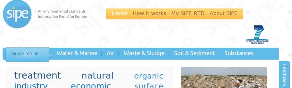 SIPE-RTD, web sobre estándares medioambientales para Europa