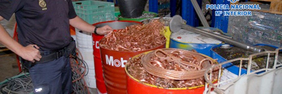 La Policía Nacional se incauta de 96 toneladas de metales robados en plantas de residuos