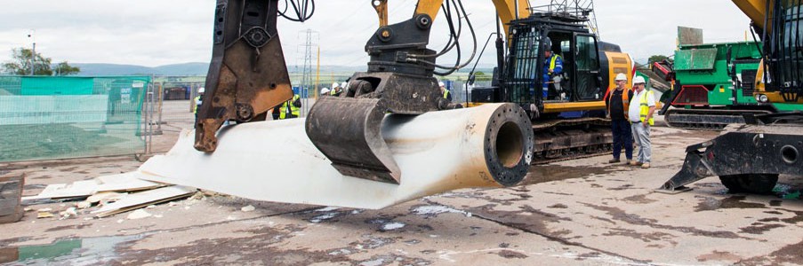 Demostración del proyecto BRIO para el reciclaje de palas de aerogeneradores