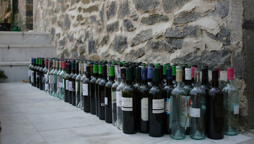 Botellas de vino vacías