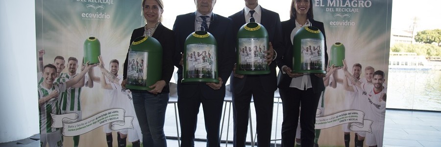 El reciclaje de vidrio une al Betis y al Sevilla