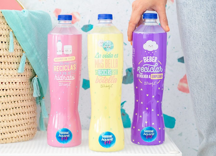 Nueva botella de plástico reciclado de Nestlé Aquarel