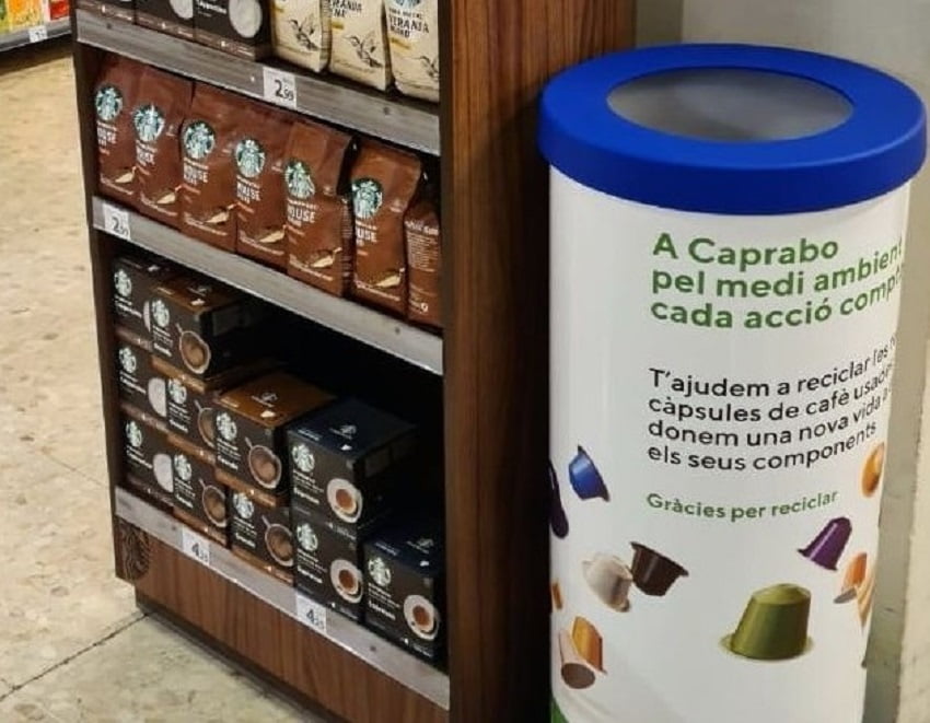 Caprabo instala contenedores para reciclar de café usadas