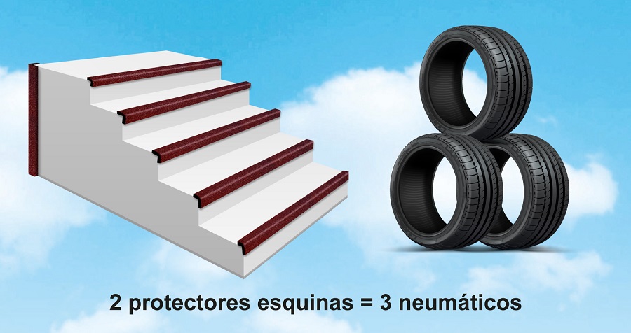 Protectores para escaleras con neumáticos reciclados