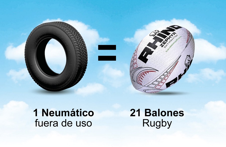 Balones de rugby fabricados con neumáticos reciclados