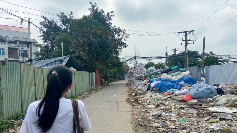 Residuos plásticos en una localidad de Vietnam